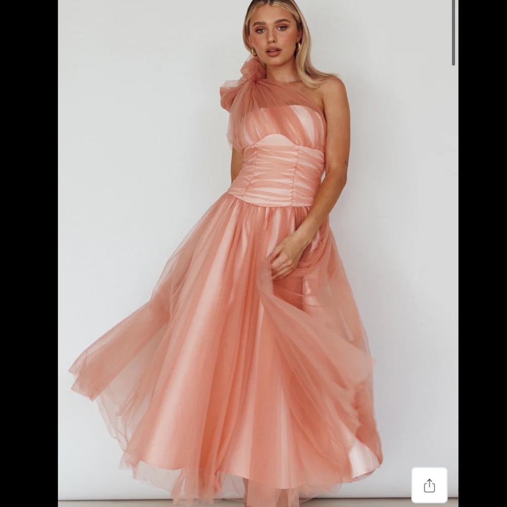 LET'S ELOPE BOW SHOULDER MIDI DRESS LIPSTICK